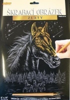 Škrabací obrázek zlatý - Kůň