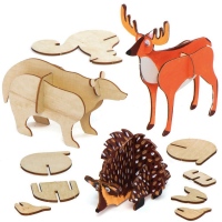 Dřevěná skládačka - Lesní zvířata, 5 ks, 5 motivů, 13 cm