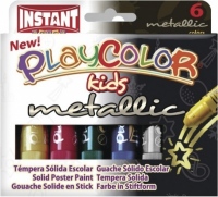 Tuhé temperové barvy barvy Metalické, Playcolor , 6odstínů, sada 6 ks