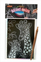 Škrabací obrázek- Holografický 20x15 cm- žirafy