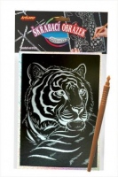 Škrabací obrázek- Holografický 20x15 cm- tygr