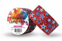 Washi pásky a Duct Tape - Dekorační lepicí páska - DUCT TAPE-1ks modré hvězdičky v červené