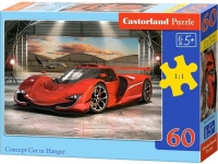 Puzzle 60 dílků - Červené auto v hangáru