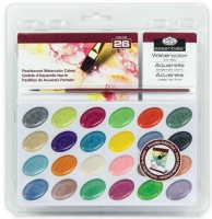 ROYAL and LANGNICKEL Akvarelové barvy perleťové 24 ks + štětec a blok akvarelových papírů