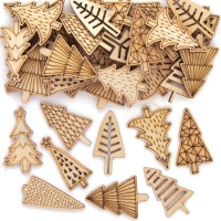 Dřevěná dekorace - Vánoční stromeček, 45 ks, 9 motivů