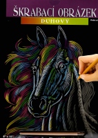 Škrabací obrázek - duhový - Hlava koně