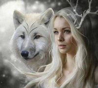 Diamantový obrázek -Vlk a dívka 30x40cm