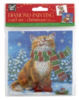 Diamantové vánoční přání 13x13cm - Kočka
