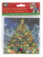 Diamantové vánoční přání 13x13cm - Vánoční stromeček